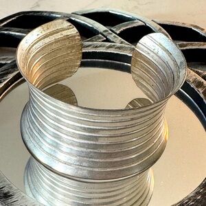 ****SOLD*** Silver tone Y2K Textured Cuff Bracelet